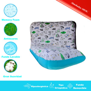 Almohada Infantil Viscoelástica Ortopédica Azul