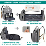 Mochila Pañalera 3 en 1 USB Gris